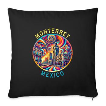 Monterrey, villes de Mexico, art et design - Housse de coussin décorative 45 x 45 cm - noir - Devant