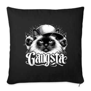 Chat Sacré de Birmanie Chat de Birmanie Trio Gangsta Gesche - Housse de coussin décorative 45 x 45 cm - noir - Devant