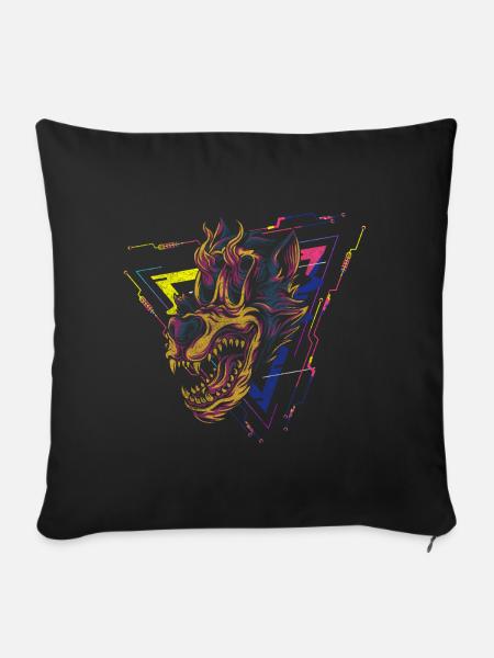 Cyberpunk Fantasy Synthwave Japanisch - Sofakissenbezug 45 x 45 cm - Schwarz