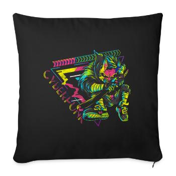 Cyborg Style Neon Gamer - Sofa pillowcase 17,3'' x 17,3'' (45 x 45 cm) - black - Front