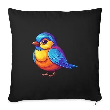 Chickadee Bunte Kawaii Cartoon Figur Vogel - Sofakissenbezug 45 x 45 cm - Schwarz - Vorne
