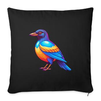 Magpie Colorful Kawaii Cartoon Character Bird - Sofa pillowcase 17,3'' x 17,3'' (45 x 45 cm) - black - Front