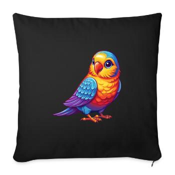 Parakeet Colorful Kawaii Cartoon Character Bird - Sofa pillowcase 17,3'' x 17,3'' (45 x 45 cm) - black - Front