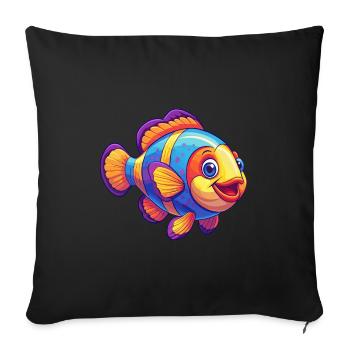 Clownfish Coloré Kawaii Dessin animé Animal marin - Housse de coussin décorative 45 x 45 cm - noir - Devant