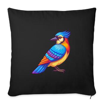 Blauhäher Bunte Kawaii Cartoon Figur Vogel - Sofakissenbezug 45 x 45 cm - Schwarz - Vorne