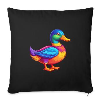 Mallard Colorful Kawaii Cartoon Character Bird - Sofa pillowcase 17,3'' x 17,3'' (45 x 45 cm) - black - Front