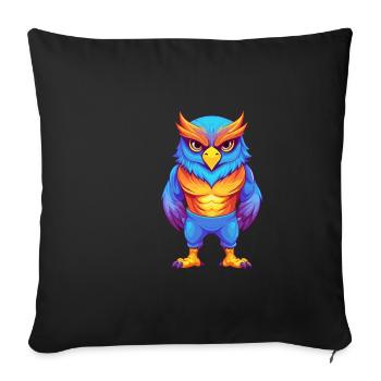 Nighthawk Colorful Kawaii Cartoon Character Bird - Sofa pillowcase 17,3'' x 17,3'' (45 x 45 cm) - black - Front