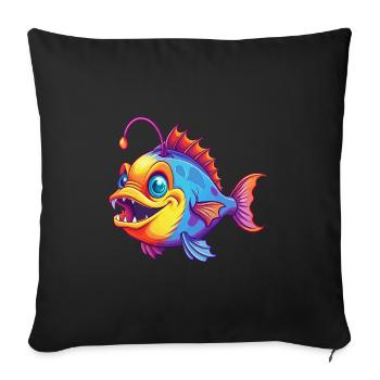 Anglerfish Colorful Kawaii Cartoon Sea Animal - Sofa pillowcase 17,3'' x 17,3'' (45 x 45 cm) - black - Front