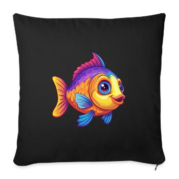 Coral Reef Fish Colorful Kawaii Cartoon Sea Animal - Sofa pillowcase 17,3'' x 17,3'' (45 x 45 cm) - black - Front