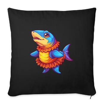 Frilled Shark Colorful Kawaii Cartoon Sea Animal - Sofa pillowcase 17,3'' x 17,3'' (45 x 45 cm) - black - Front