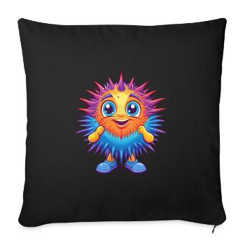 Sea Urchin Colorful Kawaii Cartoon Sea Animal - Sofa pillowcase 17,3'' x 17,3'' (45 x 45 cm) - black - Front
