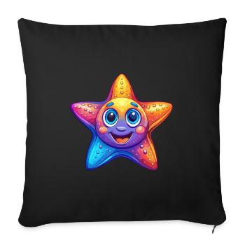 Étoile de mer coloré Kawaii dessin animé Animal marin - Housse de coussin décorative 45 x 45 cm - noir - Devant