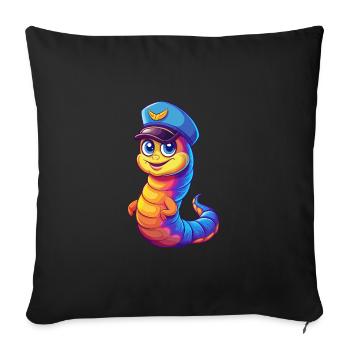 Marine Worm Colorful Kawaii Cartoon Sea Animal - Sofa pillowcase 17,3'' x 17,3'' (45 x 45 cm) - black - Front