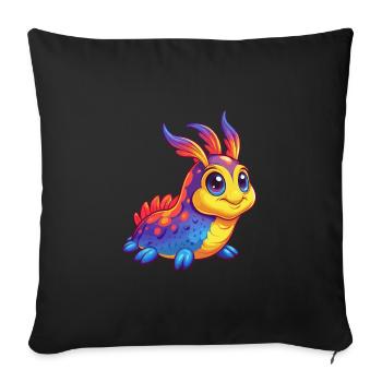 Sea Slug Colorful Kawaii Cartoon Sea Animal - Sofa pillowcase 17,3'' x 17,3'' (45 x 45 cm) - black - Front