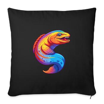 Murène Coloré Kawaii Dessin animé Animal marin - Housse de coussin décorative 45 x 45 cm - noir - Devant