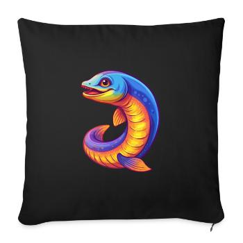 Sea Lamprey Colorful Kawaii Cartoon Sea Animal - Sofa pillowcase 17,3'' x 17,3'' (45 x 45 cm) - black - Front