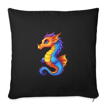 Sea Dragon Colorful Kawaii Cartoon Sea Animal - Sofa pillowcase 17,3'' x 17,3'' (45 x 45 cm) - black - Front