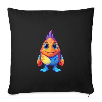 Sea Squirt Coloré Kawaii Dessin animé Animal marin - Housse de coussin décorative 45 x 45 cm - noir - Devant