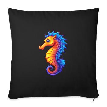 Sea Horse Colorful Kawaii Cartoon Sea Animal - Sofa pillowcase 17,3'' x 17,3'' (45 x 45 cm) - black - Front
