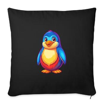 Penguin Colorful Kawaii Cartoon Sea Animal - Sofa pillowcase 17,3'' x 17,3'' (45 x 45 cm) - black - Front