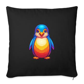 Penguin Colorful Kawaii Cartoon Sea Animal - Sofa pillowcase 17,3'' x 17,3'' (45 x 45 cm) - black - Front
