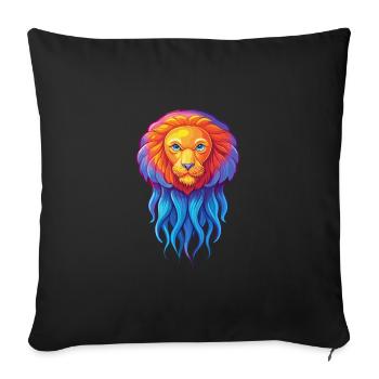 Lions crinière méduse coloré Kawaii dessin animé - Housse de coussin décorative 45 x 45 cm - noir - Devant