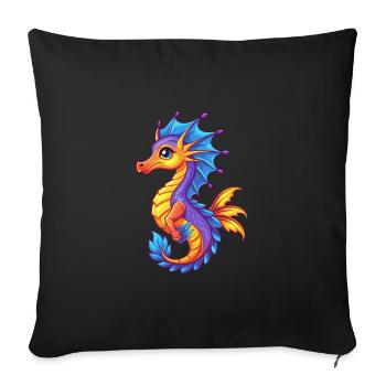 Leafy Sea Dragon Colorful Kawaii Cartoon Clipart - Sofa pillowcase 17,3'' x 17,3'' (45 x 45 cm) - black - Front