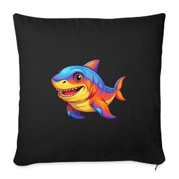 Cookiecutter Shark Colorful Kawaii Cartoon Clipart - Sofa pillowcase 17,3'' x 17,3'' (45 x 45 cm) - black - Front