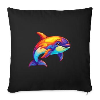 Orca Buntes Kawaii Cartoon Meerestier - Sofakissenbezug 45 x 45 cm - Schwarz - Vorne