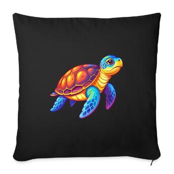 Tortue imbriquée Coloré Kawaii Dessin animé Clipart - Housse de coussin décorative 45 x 45 cm - noir - Devant