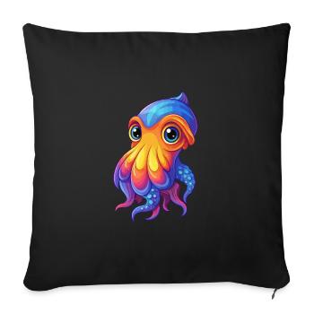 Cuttlefish Colorful Kawaii Cartoon Sea Animal - Sofa pillowcase 17,3'' x 17,3'' (45 x 45 cm) - black - Front