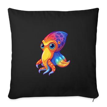 Bobtail Squid Colorful Kawaii Cartoon Sea Animal - Sofa pillowcase 17,3'' x 17,3'' (45 x 45 cm) - black - Front