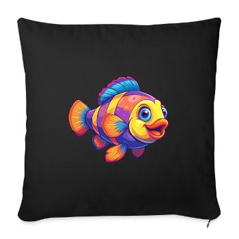 Clownfish Coloré Kawaii Dessin animé Animal marin - Housse de coussin décorative 45 x 45 cm - noir - Devant