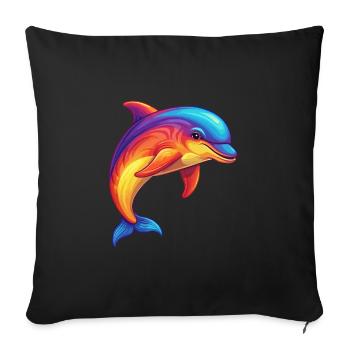 Bottlenose Dolphin Colorful Kawaii Cartoon Clipart - Sofa pillowcase 17,3'' x 17,3'' (45 x 45 cm) - black - Front