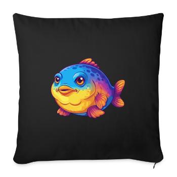 Blobfish Colorful Kawaii Cartoon Sea Animal - Sofa pillowcase 17,3'' x 17,3'' (45 x 45 cm) - black - Front