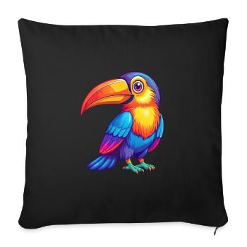 Toucan Colorful Kawaii Cartoon Character Bird - Sofa pillowcase 17,3'' x 17,3'' (45 x 45 cm) - black - Front