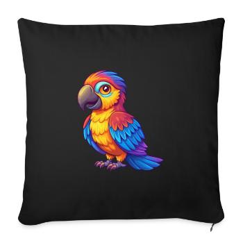 Parrot Colorful Kawaii Cartoon Character Bird - Sofa pillowcase 17,3'' x 17,3'' (45 x 45 cm) - black - Front