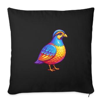 perdrix coloré Kawaii dessin animé Personnage oiseau - Housse de coussin décorative 45 x 45 cm - noir - Devant