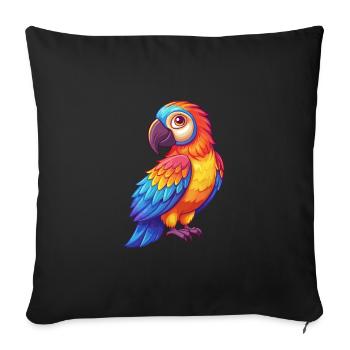 Parrot Colorful Kawaii Cartoon Character Bird - Sofa pillowcase 17,3'' x 17,3'' (45 x 45 cm) - black - Front