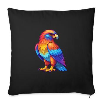 Hawk Colorful Kawaii Cartoon Character Bird - Sofa pillowcase 17,3'' x 17,3'' (45 x 45 cm) - black - Front