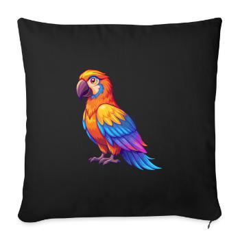 Parrot Colorful Kawaii Cartoon Character Bird - Sofa pillowcase 17,3'' x 17,3'' (45 x 45 cm) - black - Front
