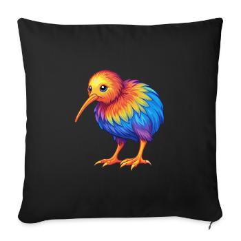Kiwi Vogel Bunte Kawaii Cartoon Figur Vogel - Sofakissenbezug 45 x 45 cm - Schwarz - Vorne