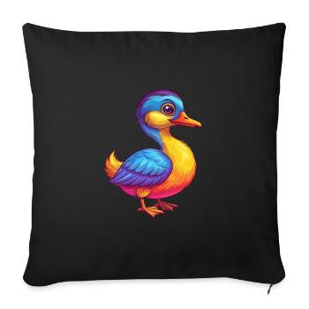 Grebe Colorful Kawaii Cartoon Character Bird - Sofa pillowcase 17,3'' x 17,3'' (45 x 45 cm) - black - Front