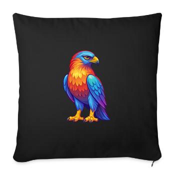 Falcon Colorful Kawaii Cartoon Character Bird - Sofa pillowcase 17,3'' x 17,3'' (45 x 45 cm) - black - Front