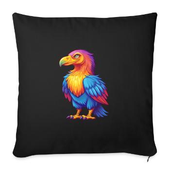 Condor coloré Kawaii dessin animé Personnage Oiseau - Housse de coussin décorative 45 x 45 cm - noir - Devant