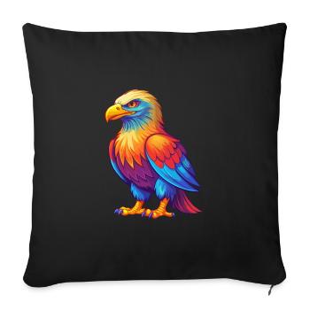 Weißkopfseeadler Bunte Kawaii Cartoon Figur Vogel - Sofakissenbezug 45 x 45 cm - Schwarz - Vorne