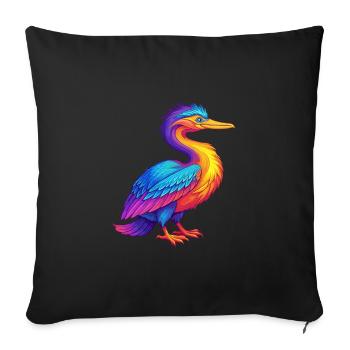 Anhinga Colorful Kawaii Cartoon Character Bird - Sofa pillowcase 17,3'' x 17,3'' (45 x 45 cm) - black - Front