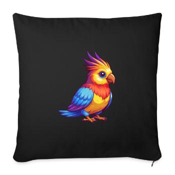 calopsitte coloré Kawaii personnage de dessin animé oiseau - Housse de coussin décorative 45 x 45 cm - noir - Devant