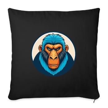 Babouin mignon kawaii dessin animé Clipart Animal Animal Pet Logo - Housse de coussin décorative 45 x 45 cm - noir - Devant