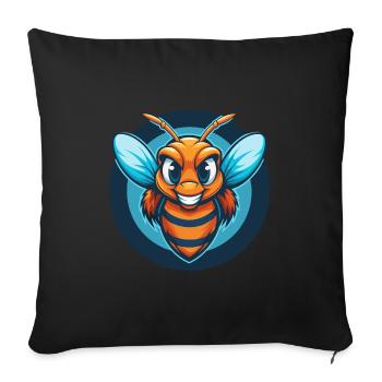 Bee Cute Kawaii Cartoon Clipart Animal Pet Logo - Sofa pillowcase 17,3'' x 17,3'' (45 x 45 cm) - black - Front